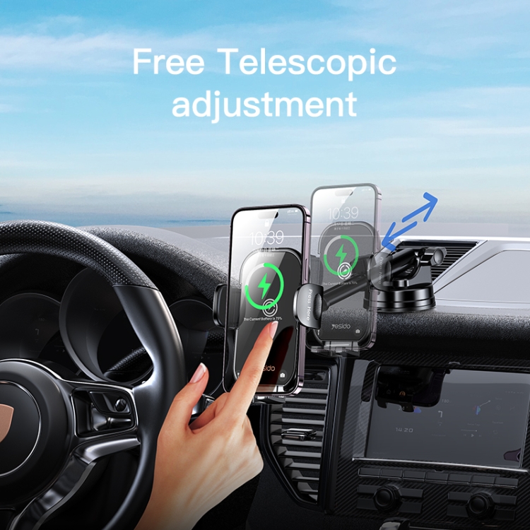 Yesido C197 15W 2 in 1 Suction Cup Type Wireless Charging Car Holder Set (Black) Yesido C197 15W 2 in 1 Suction Cup Type Wireless Charging Car Holder Set (Black)