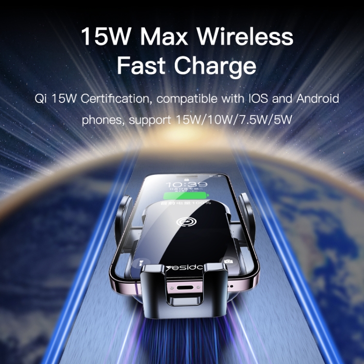 Yesido C197 15W 2 in 1 Suction Cup Type Wireless Charging Car Holder Set (Black) Yesido C197 15W 2 in 1 Suction Cup Type Wireless Charging Car Holder Set (Black)