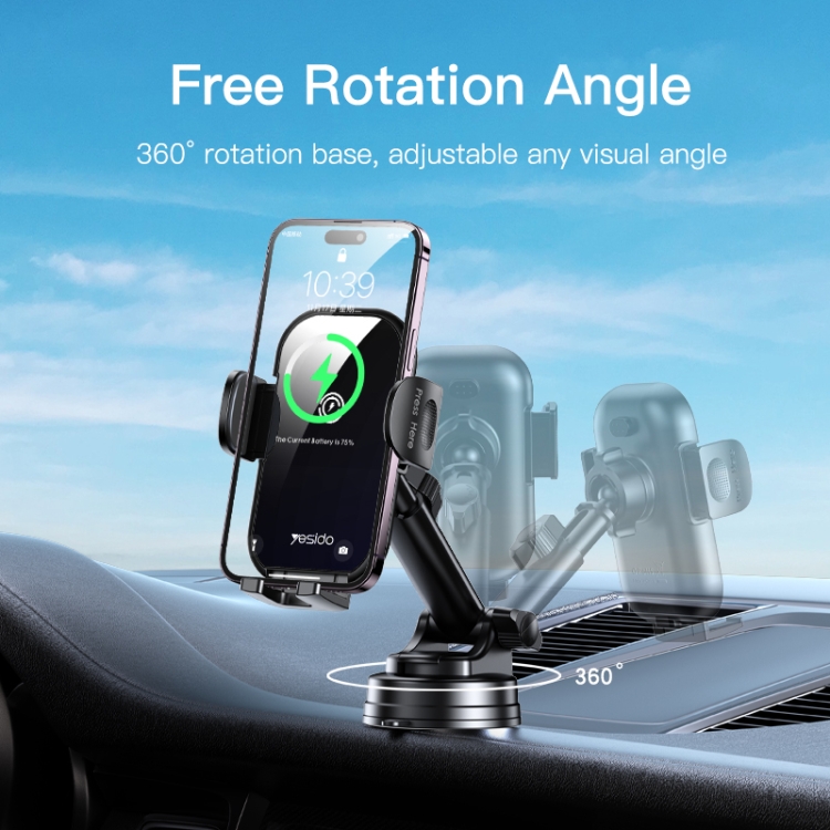 Yesido C197 15W 2 in 1 Suction Cup Type Wireless Charging Car Holder Set (Black) Yesido C197 15W 2 in 1 Suction Cup Type Wireless Charging Car Holder Set (Black)