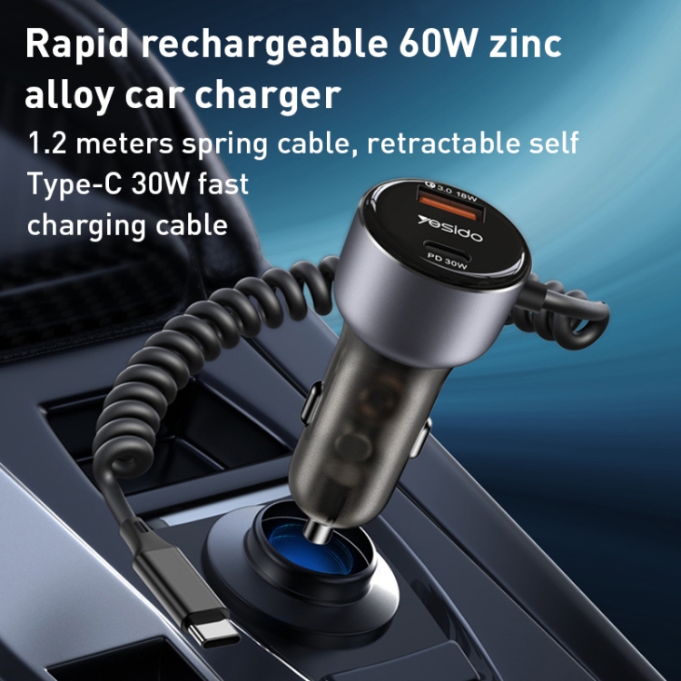 Yesido Y56 60W PD + QC3.0 Dual Port Car Charger with USBC / TypeC