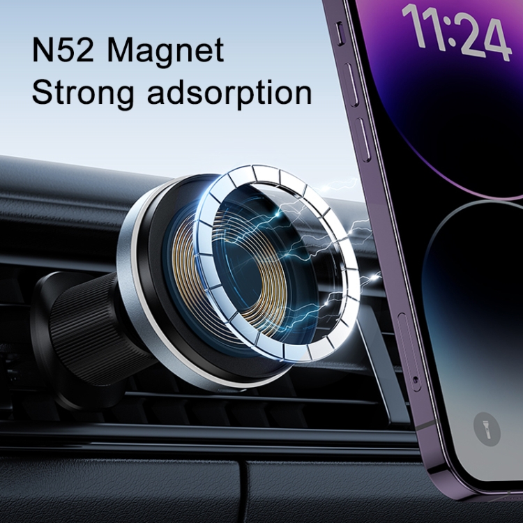 Support Chargeur Voiture Sans Fil Rotatif 15W Max - Fixation Grille Aération, Rotation 360°