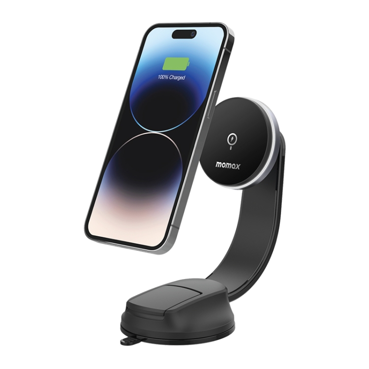 MOMAX CM25B Magnetic Wireless Charger Car Suction Cup Phone Holder MOMAX CM25B Magnetic Wireless Charger Car Suction Cup Phone Holder
