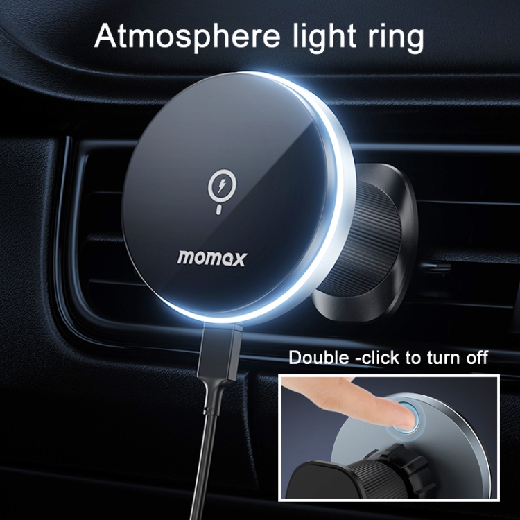 MOMAX CM25B Magnetic Wireless Charger Car Suction Cup Phone Holder MOMAX CM25B Magnetic Wireless Charger Car Suction Cup Phone Holder