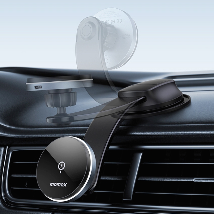 MOMAX CM25B Magnetic Wireless Charger Car Suction Cup Phone Holder MOMAX CM25B Magnetic Wireless Charger Car Suction Cup Phone Holder