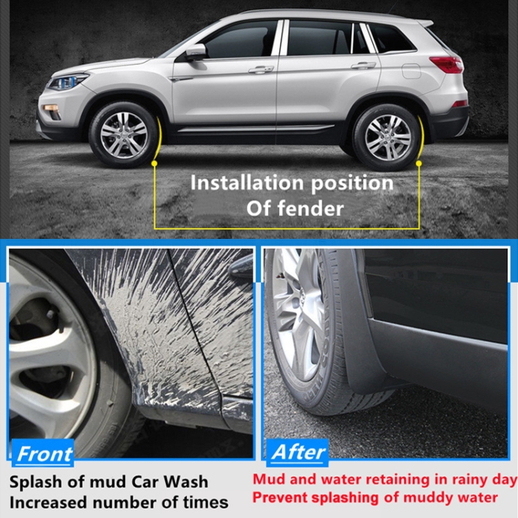 thumbnail image 2 of 4-Piece Mud Flaps Splash Guards – Front & Rear – For Buick Encore 2013-2018 – Black, Direct Fit 2 of 5