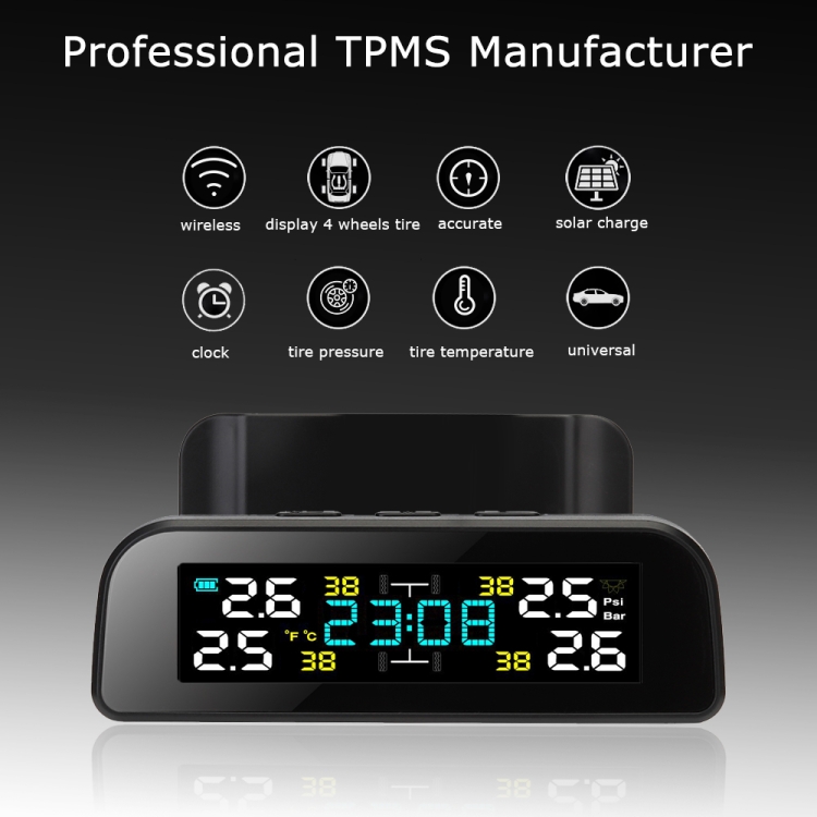 TPMS - Système de surveillance de la pression des pneus - Charge Solar USB  - Pression