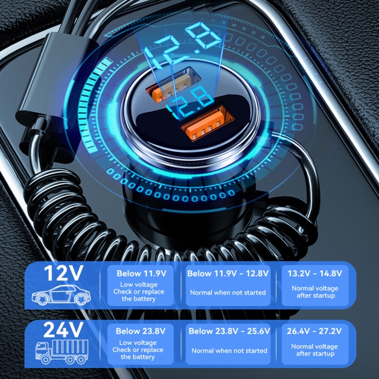 BW13 67.5W 3 in 1 Charging Cable & Dual USB Port Car Charger BW13 67.5W 3 in 1 Charging Cable & Dual USB Port Car Charger