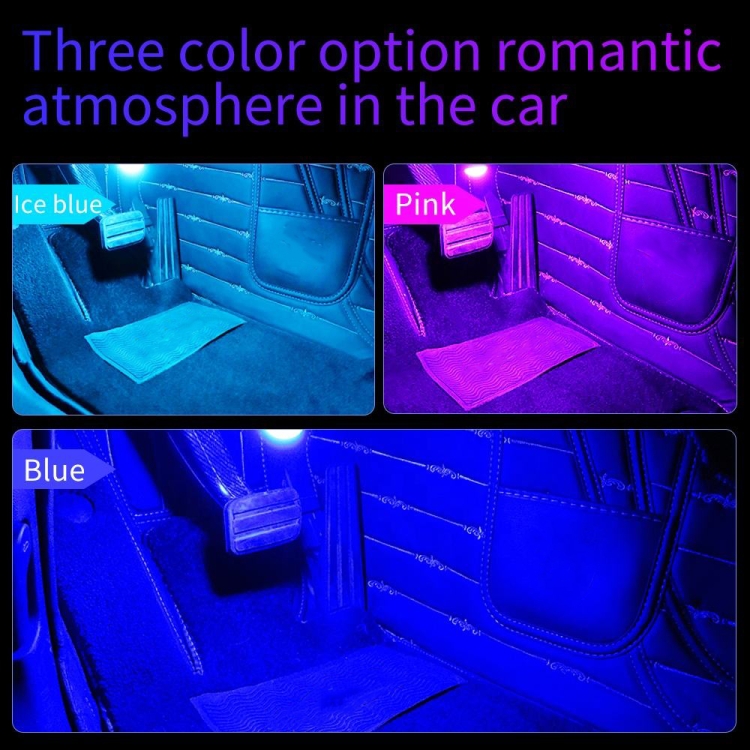 Auto 4 in 1 USB RGB Fuß LED Atmosphärenlicht (Rosa Licht)