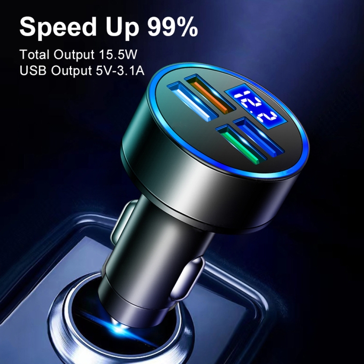 3.1A 4 in 1 Digital Display Car Charger with Voltmeter 3.1A 4 in 1 Digital Display Car Charger with Voltmeter