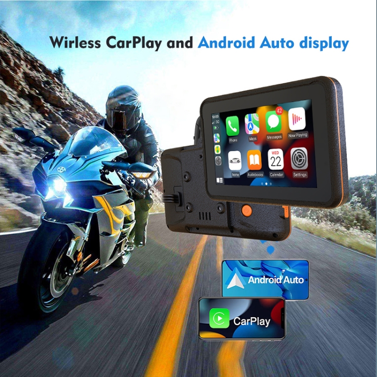 Navigateur GPS Carplay sans fil pour motos P501M, Portable, étanche IPX7, 5  pouces, avec enregistreur de conduite