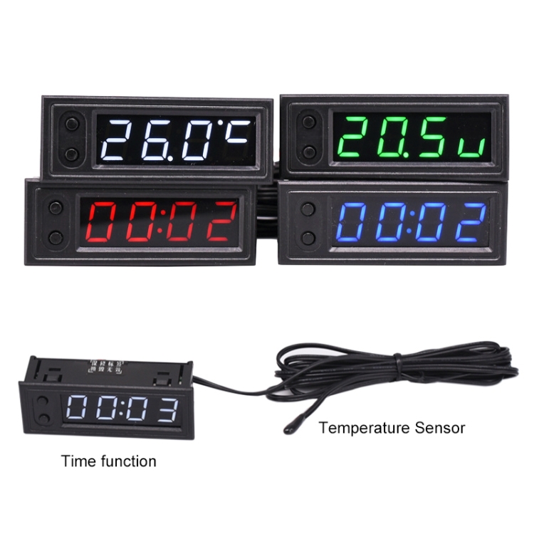 Horloge Digitale LED Pour Voiture - Affichage Heure Et Température Voltmètre 12V - Neuf