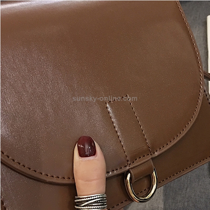Ocio Moda Cuero de PU Bolso bandolera inclinado (Marrón oscuro)