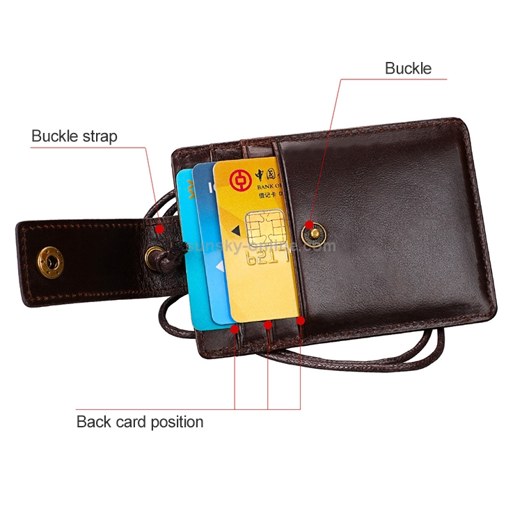 Porta badge Pu Leather Id Card Holder Portafoglio con cordino per