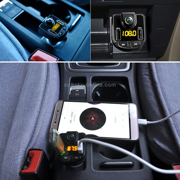 Transmetteur FM Bluetooth Adaptateur radio intégré sans fil pour lecteur de  musique Kit de voiture d'appel mains libres
