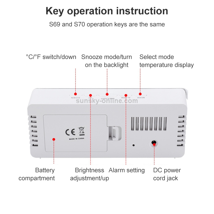 TSS69G Multifunctional LED Alarm Clock Battery / Plugin Charging Dualpurpose Makeup Mirror