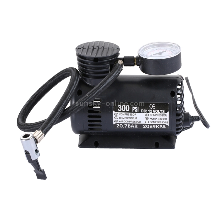 Compressore d'aria elettrico portatile mini automatico del gonfiatore per  auto con 3 ugelli pneumatici (300 PSI / DC 12V)