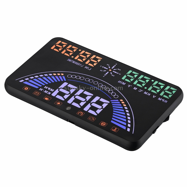 S7 5.8 inch Car GPS HUD / OBD2 Vehicle-mounted Gator Automotive Head Up Display Security System with Dual Display, Support Car Local Real Time & Real Speed & Turn Speed & Water Temperature & Oil Consumption & Driving Distance / Time & Voltage & Elevation & Satellite Signal Display, Support Water Temperature Alarm, Over Speed Alarm, Low Voltage Alarm, Turn Speed Alarm, Mile Switching, Light Sensor Functions - 3