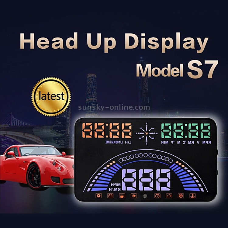 S7 5.8 inch Car GPS HUD / OBD2 Vehicle-mounted Gator Automotive Head Up Display Security System with Dual Display, Support Car Local Real Time & Real Speed & Turn Speed & Water Temperature & Oil Consumption & Driving Distance / Time & Voltage & Elevation & Satellite Signal Display, Support Water Temperature Alarm, Over Speed Alarm, Low Voltage Alarm, Turn Speed Alarm, Mile Switching, Light Sensor Functions - 5