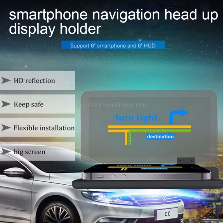 Soporte universal para pantalla HUD de GPS para coche / soporte de navegación para teléfono móvil, Para iPhone, Galaxy, Huawei, Xiaomi, Lenovo, Sony, LG, HTC y otros teléfonos inteligentes (negro) - 8