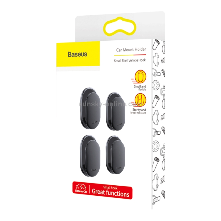 Baseus ACGGBK-01 4 in 1 Car Small Shell Shape ABS Stick Hook Baseus ACGGBK-01 4 in 1 Car Small Shell Shape ABS Stick Hook
