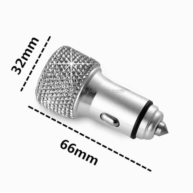 Car Diamond Aluminium Alloy QC3.0 Dual USB Quick Charger(Colour) Car Diamond Aluminium Alloy QC3.0 Dual USB Quick Charger(Colour)