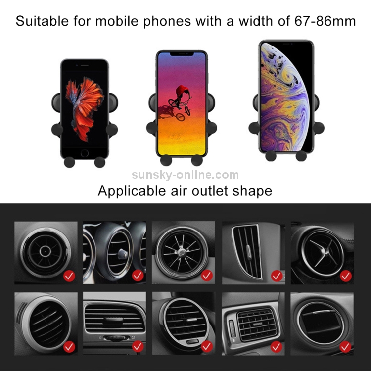 Universal Car Air Vent Mount Phone Holder Stand, Clip Width: 67-87mm(Red) Universal Car Air Vent Mount Phone Holder Stand, Clip Width: 67-87mm(Red)