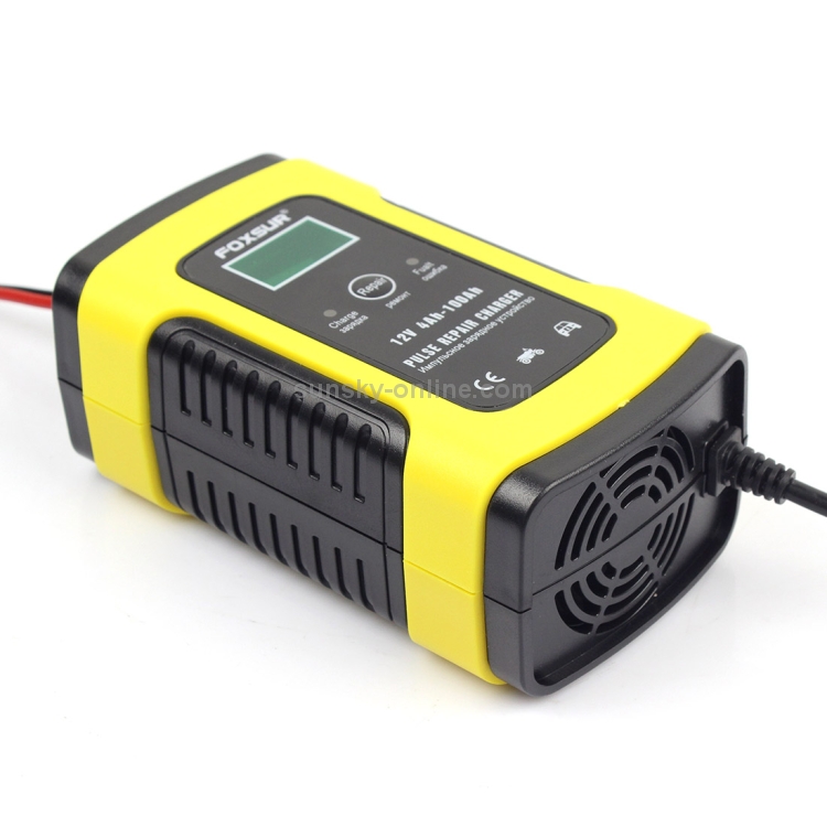 Chargeur de batterie universel intelligent 12V 6A pour moto de voiture,  longueur: 55cm, prise britannique (jaune)