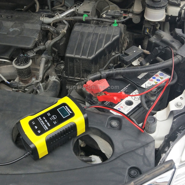 Chargeur de batterie universel intelligent 12V 6A pour moto de voiture,  longueur: 55cm, prise britannique (jaune)