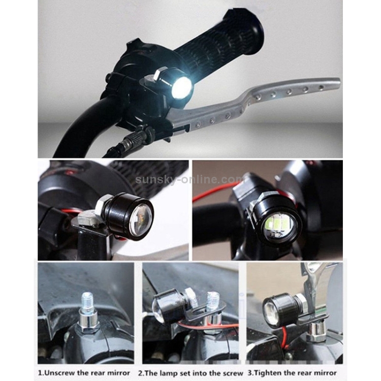 2 PCS 12V 3W Luz blanca Ojos de águila Luz estroboscópica LED para  motocicleta, Longitud del cable: 90 cm
