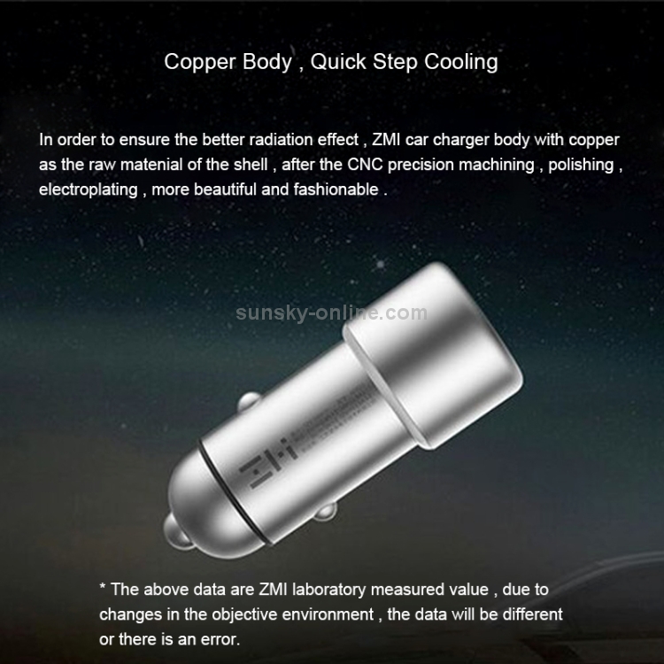 Original Xiaomi ZMI 2.4A Portable Smart Quick Charge QC 3.0 Dual Ports Car Charger, Compatible with Android and iOS Devices