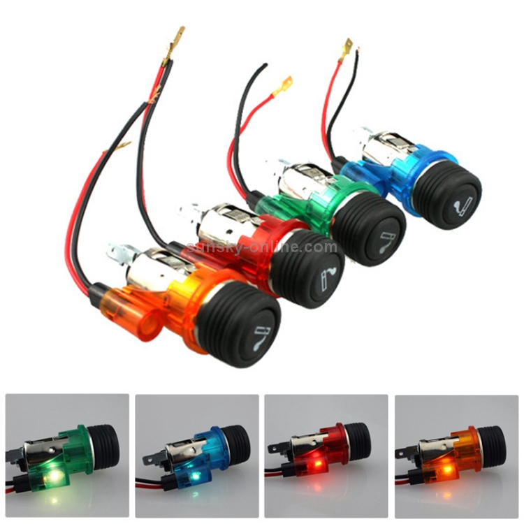 european car cigarette lighter Car 10A 12V European Standard Cigarette Lighter Full Assembly with Light  (Green)