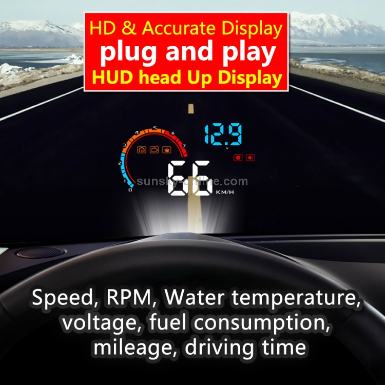 D2500 OBD2 + GPS Sistema de seguridad de pantalla frontal de 4 pulgadas montado en el vehículo, compatible con la velocidad del automóvil / Pantalla de velocidad de rotación del motor / Temperatura del agua / Voltaje de la batería / Velocidad de funcionamiento, dirección y distancia - 13