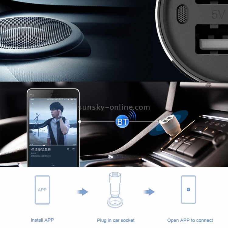 Original Xiaomi ROIDMI 2S 2 in 1 Multifunctional Wireless Bluetooth 3.8A Dual USB Port Car Charger + Music Player with Storage Battery Detection and Hands-free Call Functions, Compatible With Both Android and iOS Devices, International Version(Black) Original Xiaomi ROIDMI 2S 2 in 1 Multifunctional Wireless Bluetooth 3.8A Dual USB Port Car Charger + Music Player with Storage Battery Detection and Hands-free Call Functions, Compatible With Both Android and iOS Devices, International Version(Black)