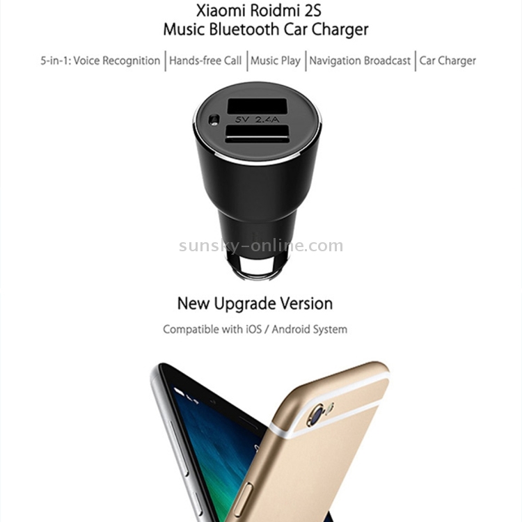 Original Xiaomi ROIDMI 2S 2 in 1 Multifunctional Wireless Bluetooth 3.8A Dual USB Port Car Charger + Music Player with Storage Battery Detection and Hands-free Call Functions, Compatible With Both Android and iOS Devices, International Version(Black) Original Xiaomi ROIDMI 2S 2 in 1 Multifunctional Wireless Bluetooth 3.8A Dual USB Port Car Charger + Music Player with Storage Battery Detection and Hands-free Call Functions, Compatible With Both Android and iOS Devices, International Version(Black)