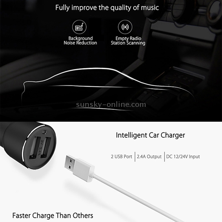 Original Xiaomi ROIDMI 2S 2 in 1 Multifunctional Wireless Bluetooth 3.8A Dual USB Port Car Charger + Music Player with Storage Battery Detection and Hands-free Call Functions, Compatible With Both Android and iOS Devices, International Version(Black) Original Xiaomi ROIDMI 2S 2 in 1 Multifunctional Wireless Bluetooth 3.8A Dual USB Port Car Charger + Music Player with Storage Battery Detection and Hands-free Call Functions, Compatible With Both Android and iOS Devices, International Version(Black)
