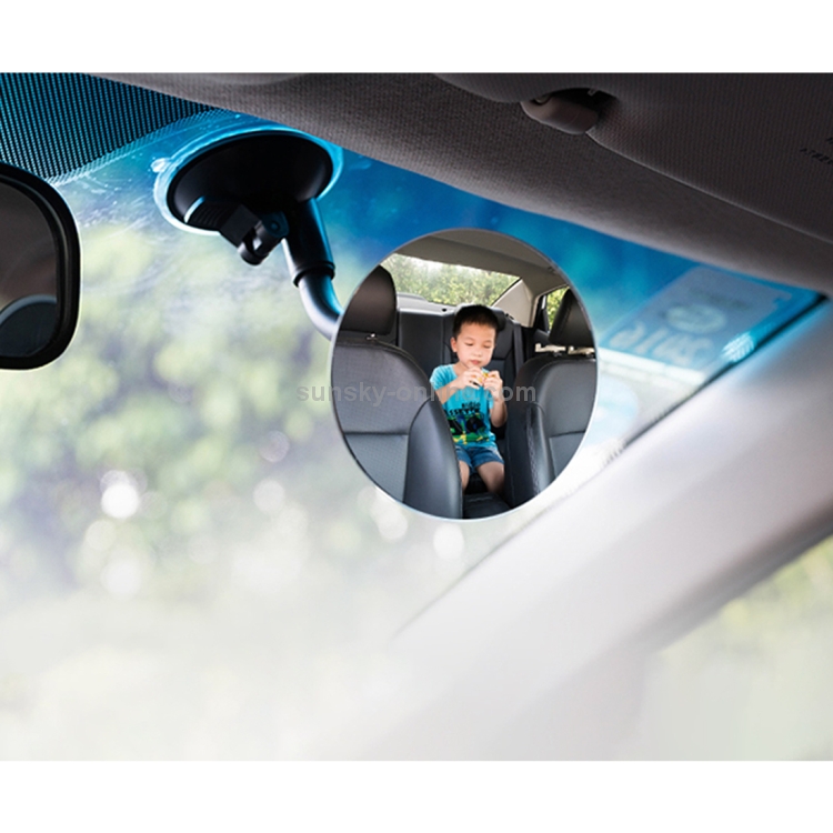 Miroir d'angle mort circulaire de pare-brise intérieur de voiture réglable  à 360 degrés avec porte-gobelet à sucer