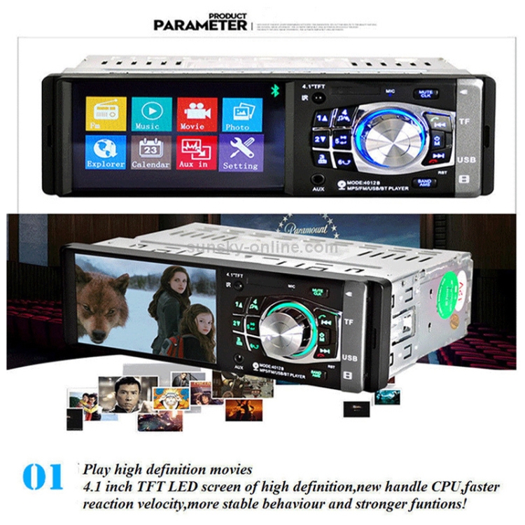 4012B HD 1 Din 4.1 นิ้วเครื่องรับวิทยุบลูทู ธ ในรถยนต์เครื่องเล่น MP5 ...