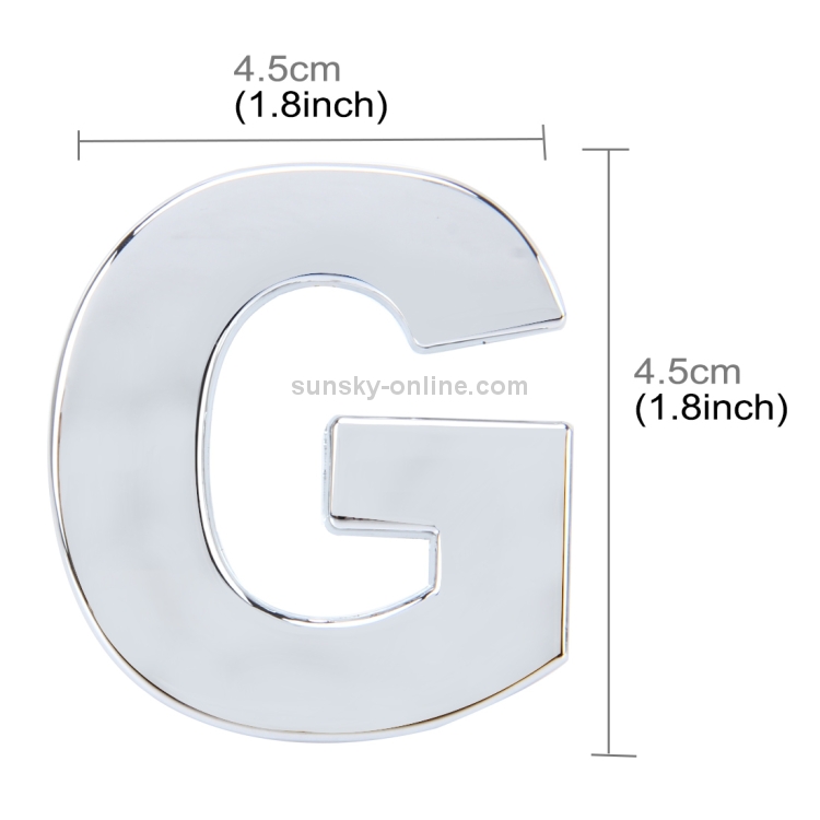 Emblema del distintivo del veicolo per auto 3D inglese Lettera G Adesivo  autoadesivo, dimensioni: 4,5 * 4,5 * 0,5 cm