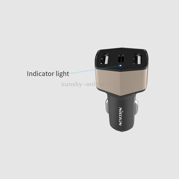 NILLKIN 5V 3.4A / 5V 3A Dual USB + USB-C / Type-C Three Ports Smart Car Charger NILLKIN 5V 3.4A / 5V 3A Dual USB + USB-C / Type-C Three Ports Smart Car Charger