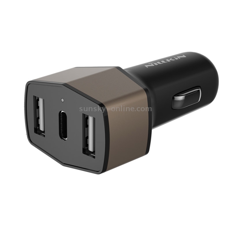 NILLKIN 5V 3.4A / 5V 3A Dual USB + USB-C / Type-C Three Ports Smart Car Charger NILLKIN 5V 3.4A / 5V 3A Dual USB + USB-C / Type-C Three Ports Smart Car Charger