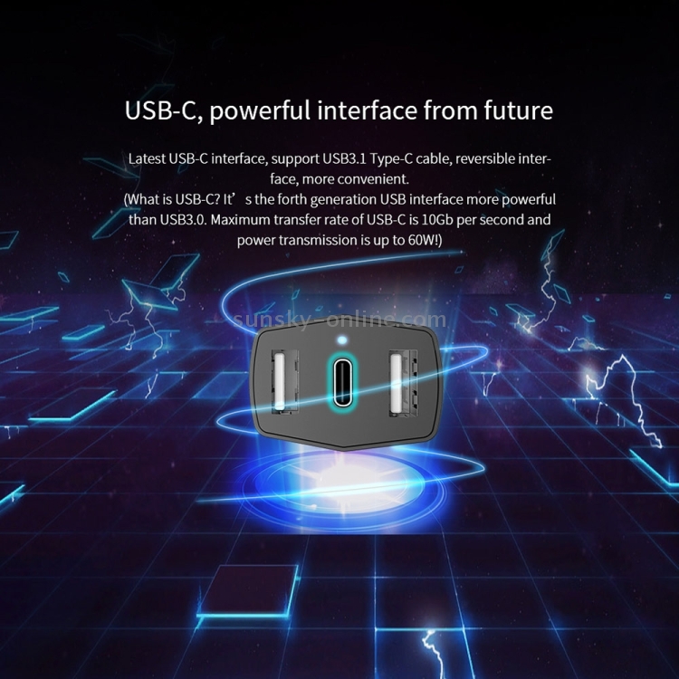 NILLKIN 5V 3.4A / 5V 3A Dual USB + USB-C / Type-C Three Ports Smart Car Charger NILLKIN 5V 3.4A / 5V 3A Dual USB + USB-C / Type-C Three Ports Smart Car Charger