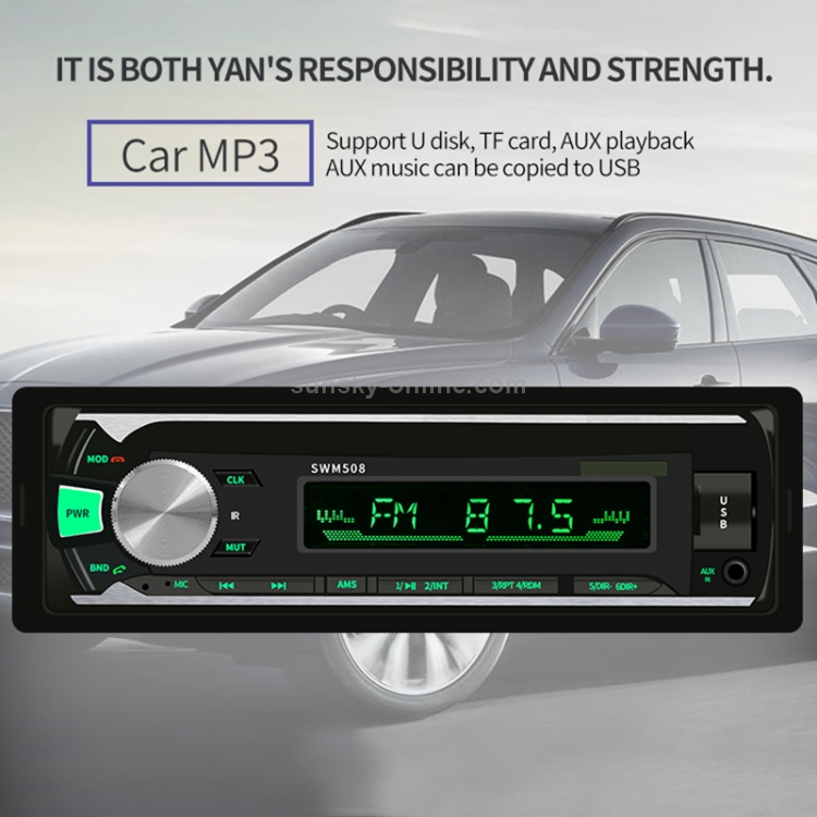 508BT 12V Universal Car Radio Receiver MP3 Player, Support FM