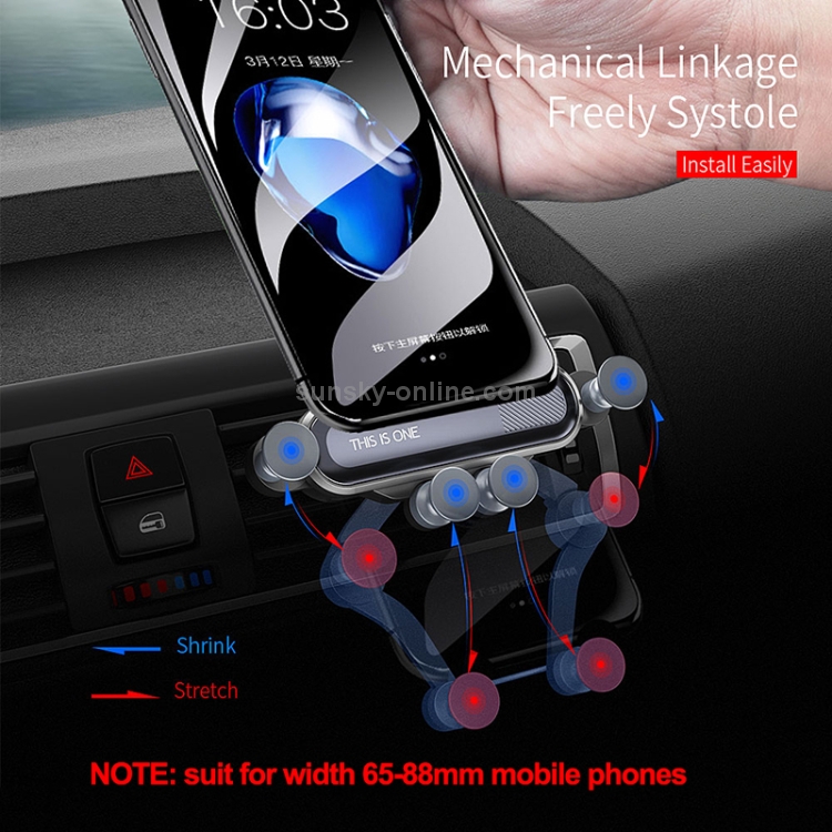 Universal Rotating Four Points Gravity Car Bracket for 4.7-6.5 inch Mobile Phones(Black) Universal Rotating Four Points Gravity Car Bracket for 4.7-6.5 inch Mobile Phones(Black)
