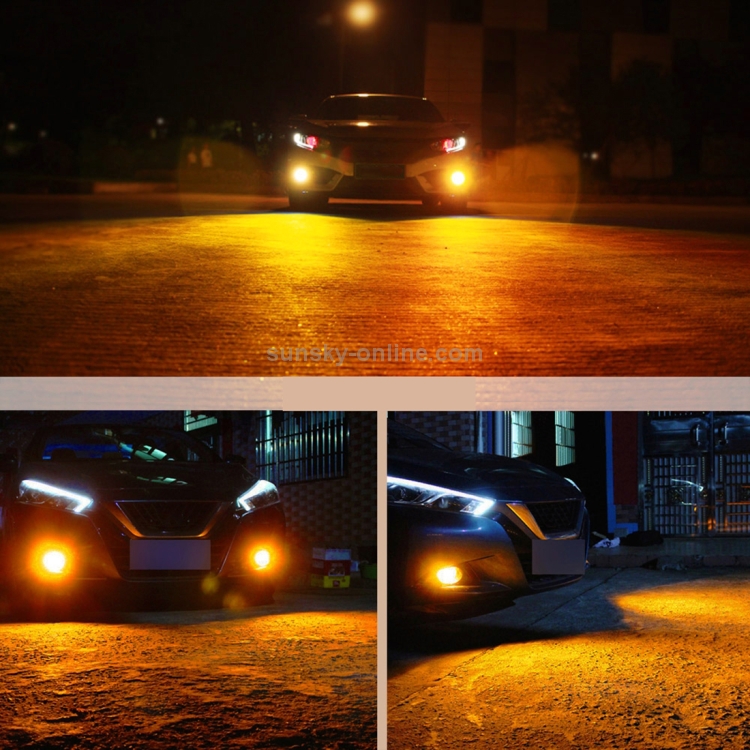 2 PCS Super Bright H11/H8 DC 12V 5W 350LM Auto Car Fog Light with 16  SMD-3030 LED Bulbs Lamp, White + Yellow Light