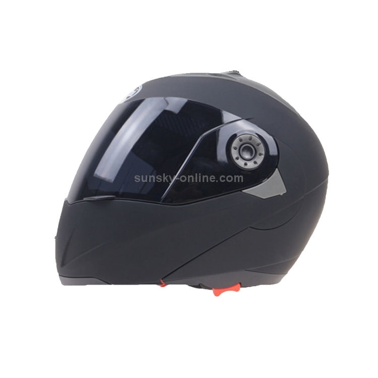 KUQIBAO Casque de moto anti-buée à double lentille avec lumière LED, taille  : XL (noir brillant)