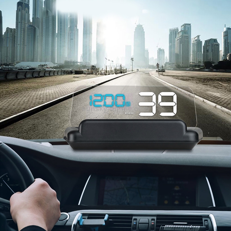 GPS de voiture HUD Head Up Display LED HD MPH/KMH Hub Compteur de