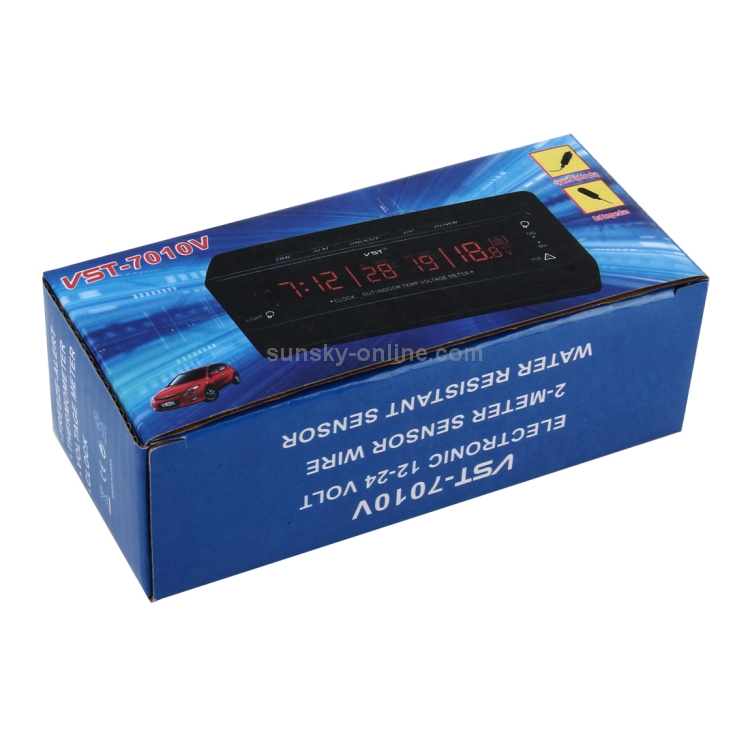 Thermomètre de voiture numérique compteur de tension horloge lumineuse  testeur détecteur horloge numérique de voiture multifonction avec  thermomètre et voltmètre automobile