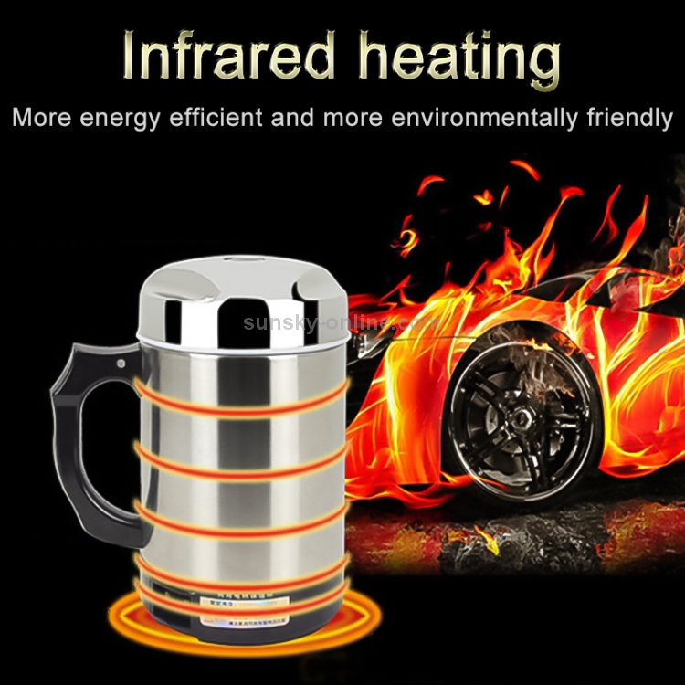 Tasse chauffante universelle de tasse chauffante de bouilloire électrique  de voiture d'acier inoxydable de DC 24V avec le chargeur allume-cigare pour  la voiture et la famille, capacité: 880ML