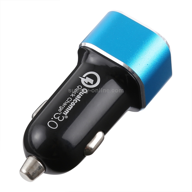 Type-C QC3.0 Dual USB Flash Car Charger(Blue) Type-C QC3.0 Dual USB Flash Car Charger(Blue)