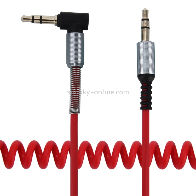 Cable auxiliar plug 3.5mm tipo espiral rojo